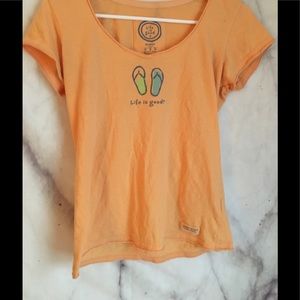 Life is good medium short sleeve shirt orange